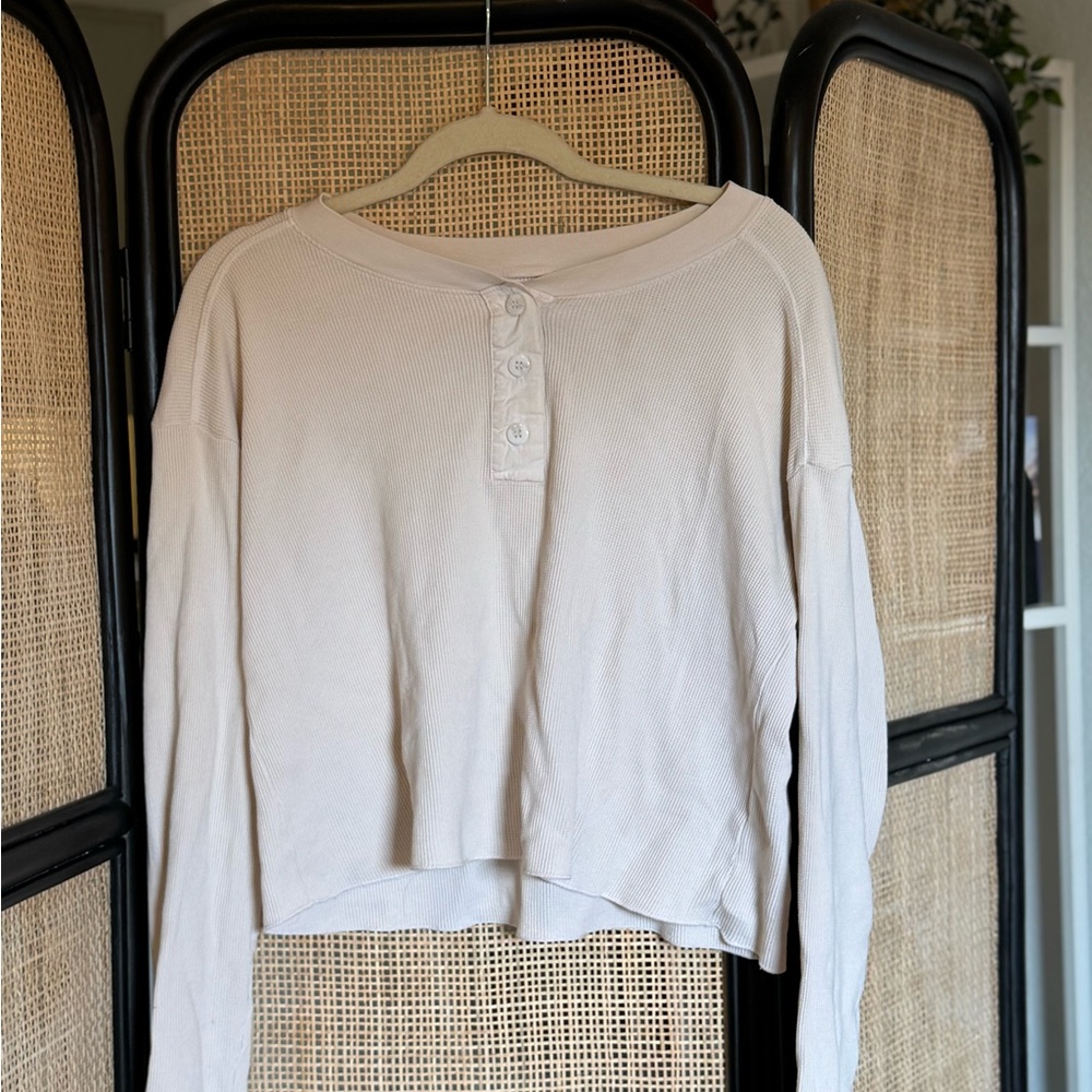 MATE the Label Cream Long Sleeve Top